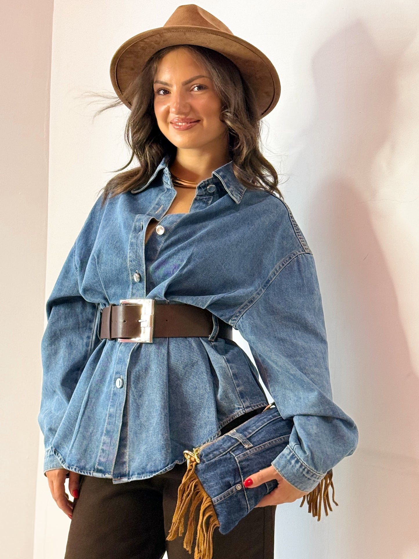 CAMICIA JEANS CINTURONE