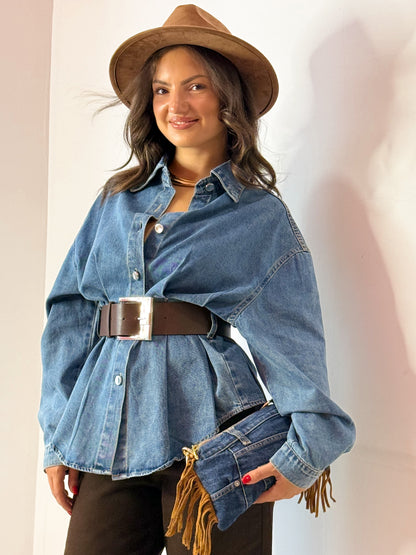 CAMICIA JEANS CINTURONE
