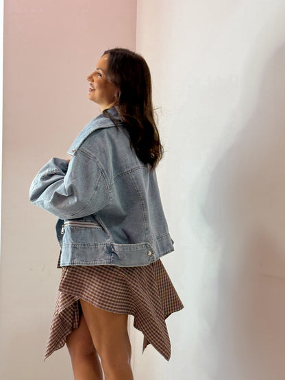 GIACCA BIKER DENIM CHIARO