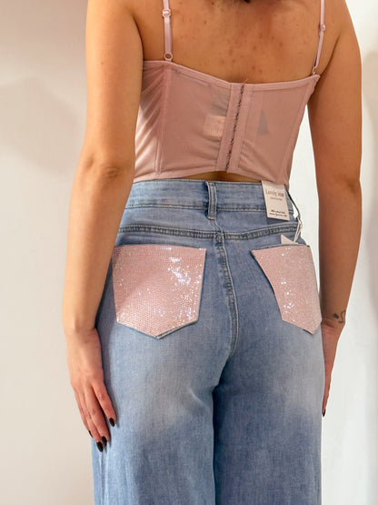 JEANS DOPPIA TASCA ROSA