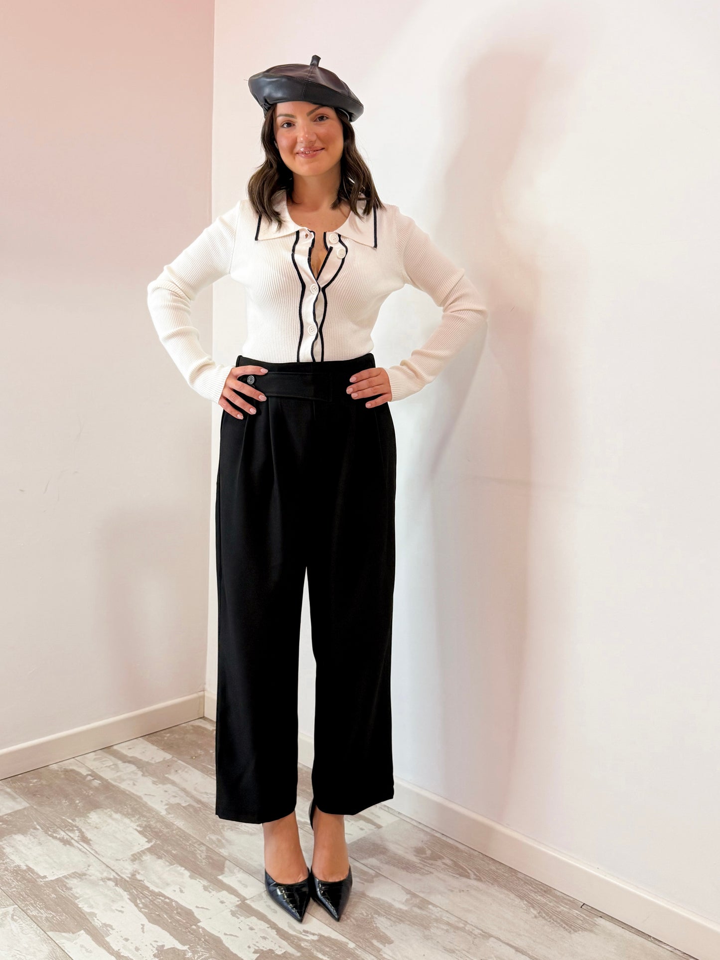 PANTALONE DOPPIO BOTTONE NERO