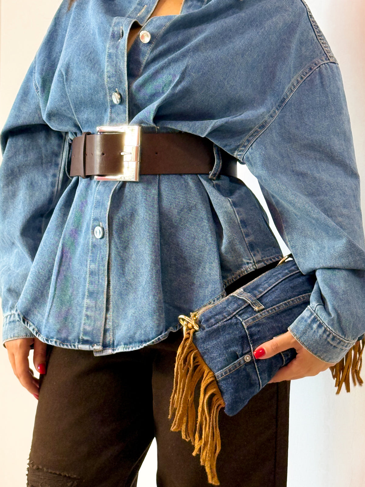 CAMICIA JEANS CINTURONE