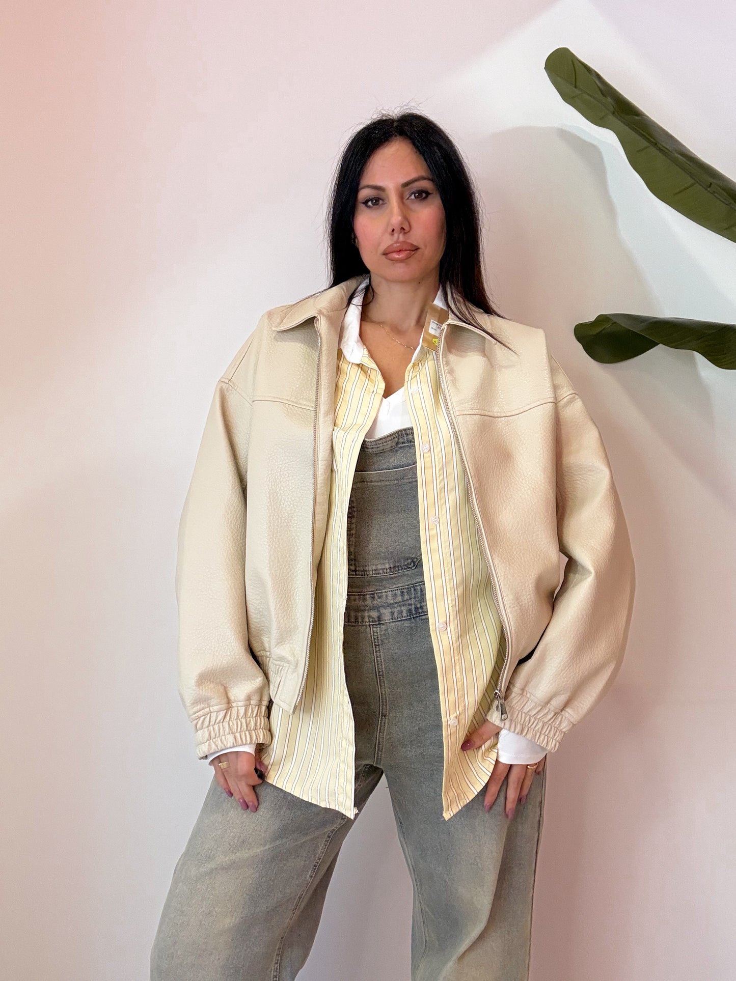 GIACCA MARTELLATA ROSA E BEIGE
