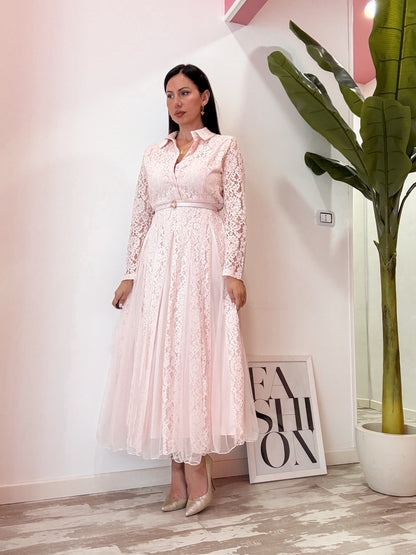 ABITO PIZZO E TULLE ROSA