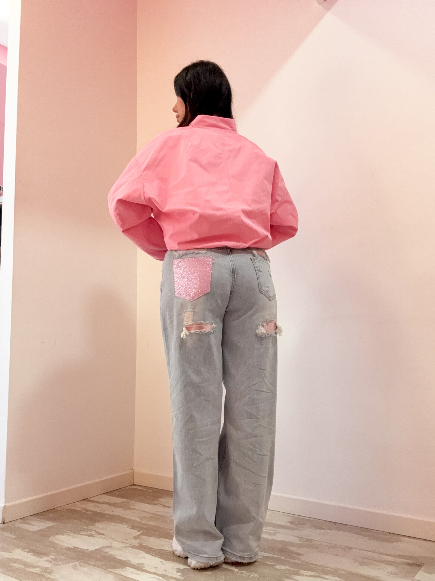 JEANS NUOVO TASCA ROSA 2 colori