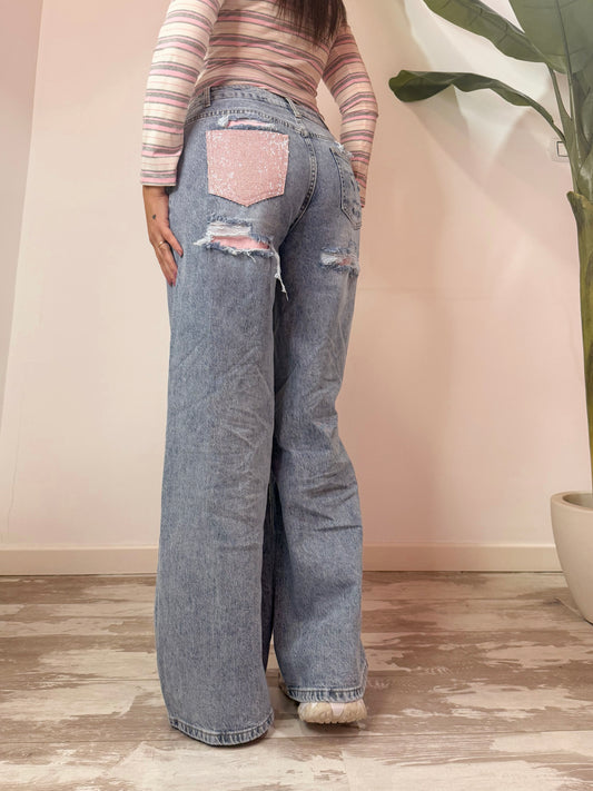 JEANS TASCA ROSA