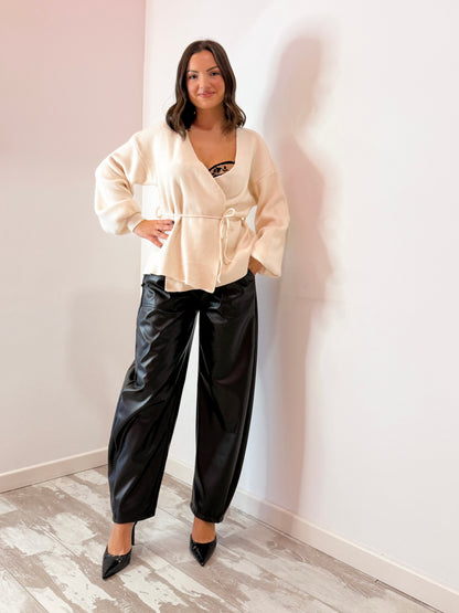 PANTALONE ECOPELLE NERO