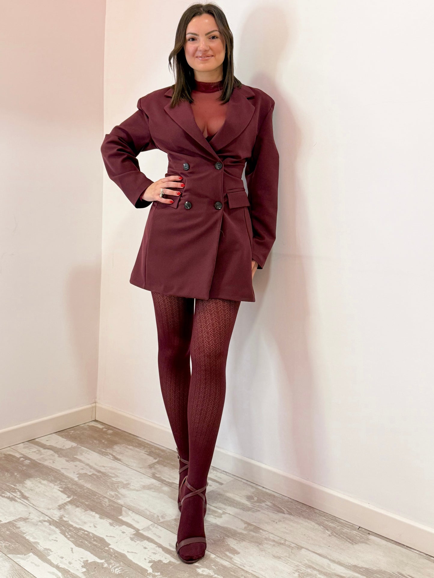 ABITO GIACCA STRINGATO BORDEAUX