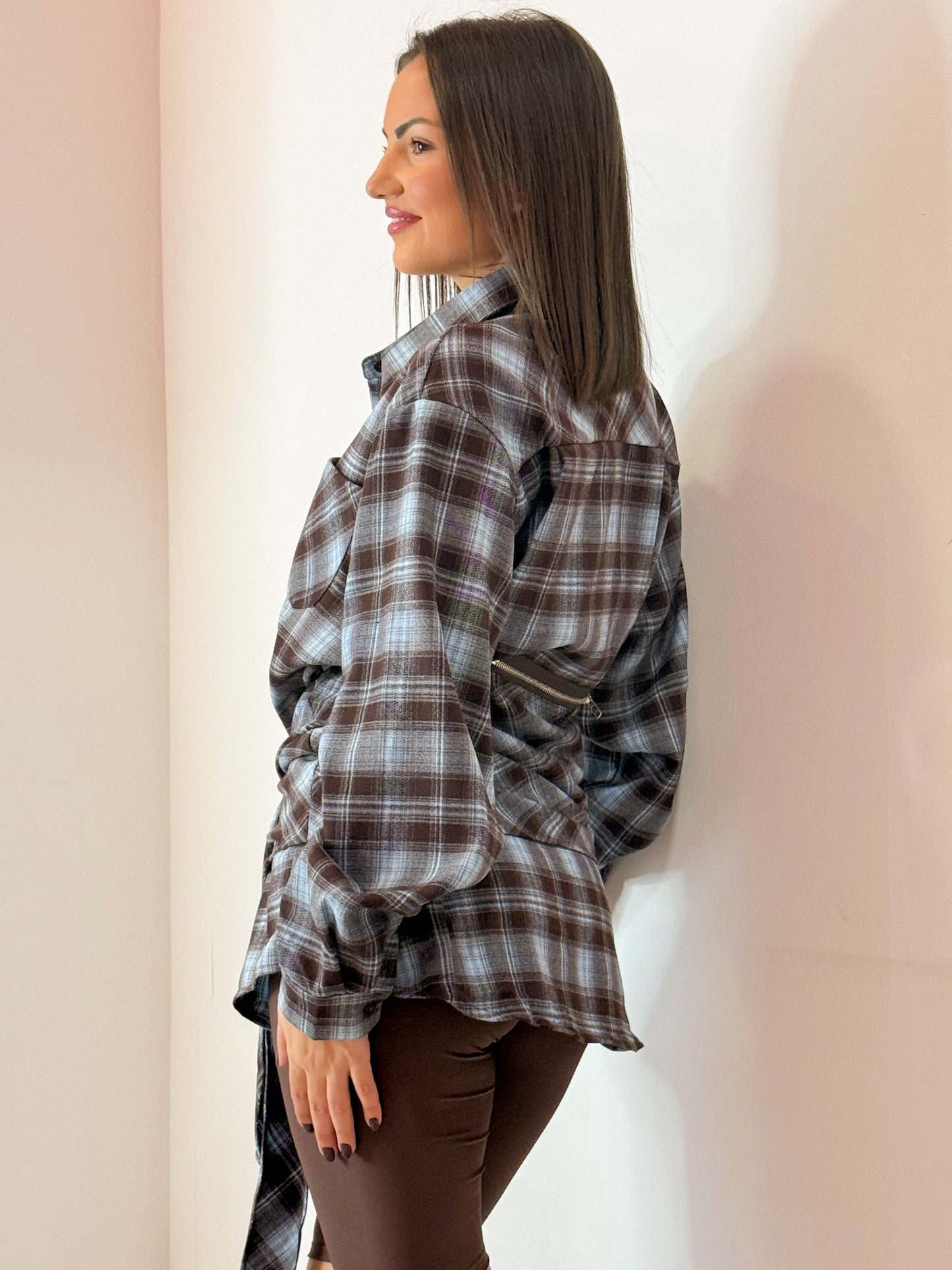 CAMICIONE ZIP AZZURRO