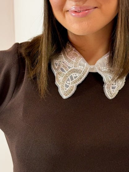 MAGLIA COLLETTO PREZIOSO MARRONE
