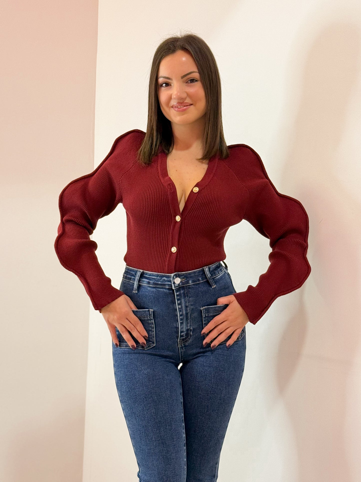 MAGLIA ONDE BORDEAUX