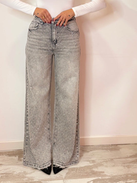 JEANS PALAZZO BRILLANTINATO