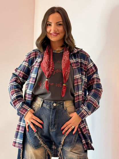 CAMICIA QUADRI BLU/BORDEAUX