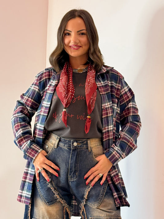 CAMICIA QUADRI BLU/BORDEAUX