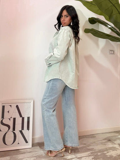 CAMICIA JEANS STRASS