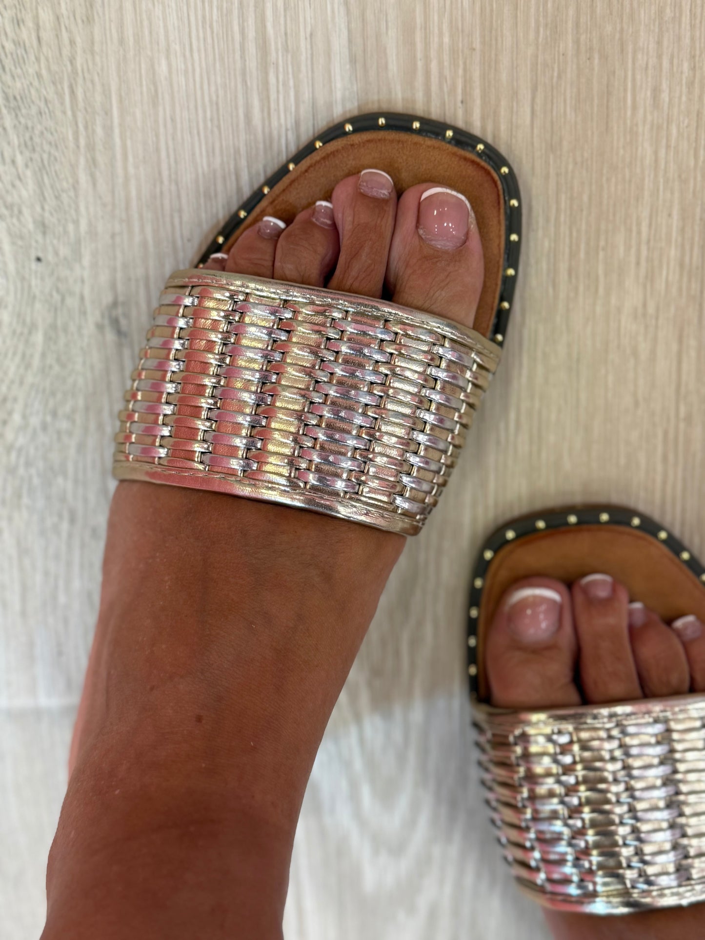 CIABATTINA BICOLORE ORO ARGENTO