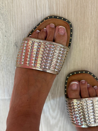 CIABATTINA BICOLORE ORO ARGENTO