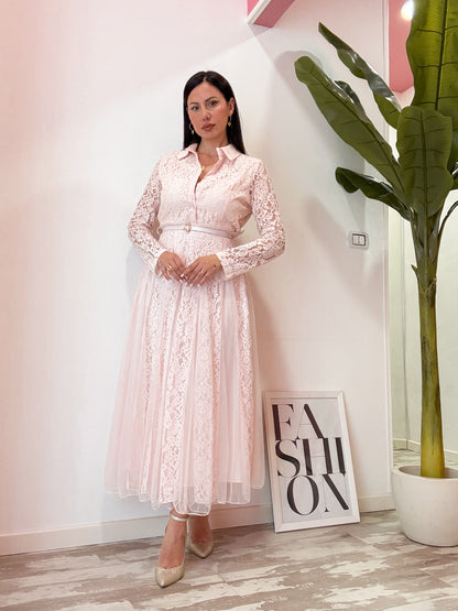 ABITO PIZZO E TULLE ROSA