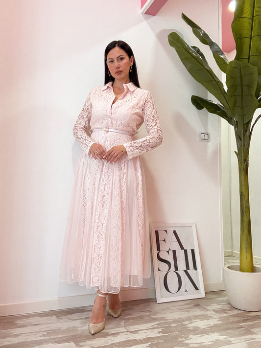 ABITO PIZZO E TULLE ROSA
