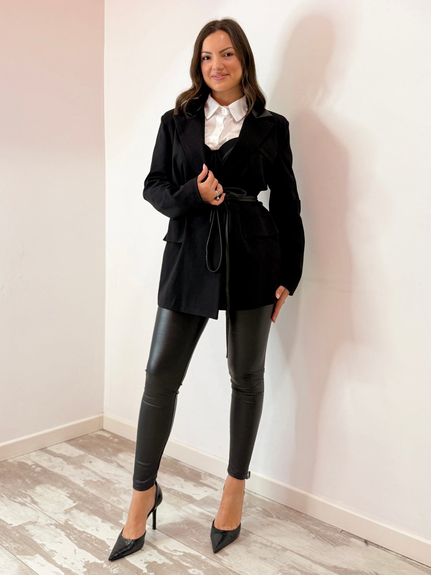 LEGGINS SIMILPELLE NERO