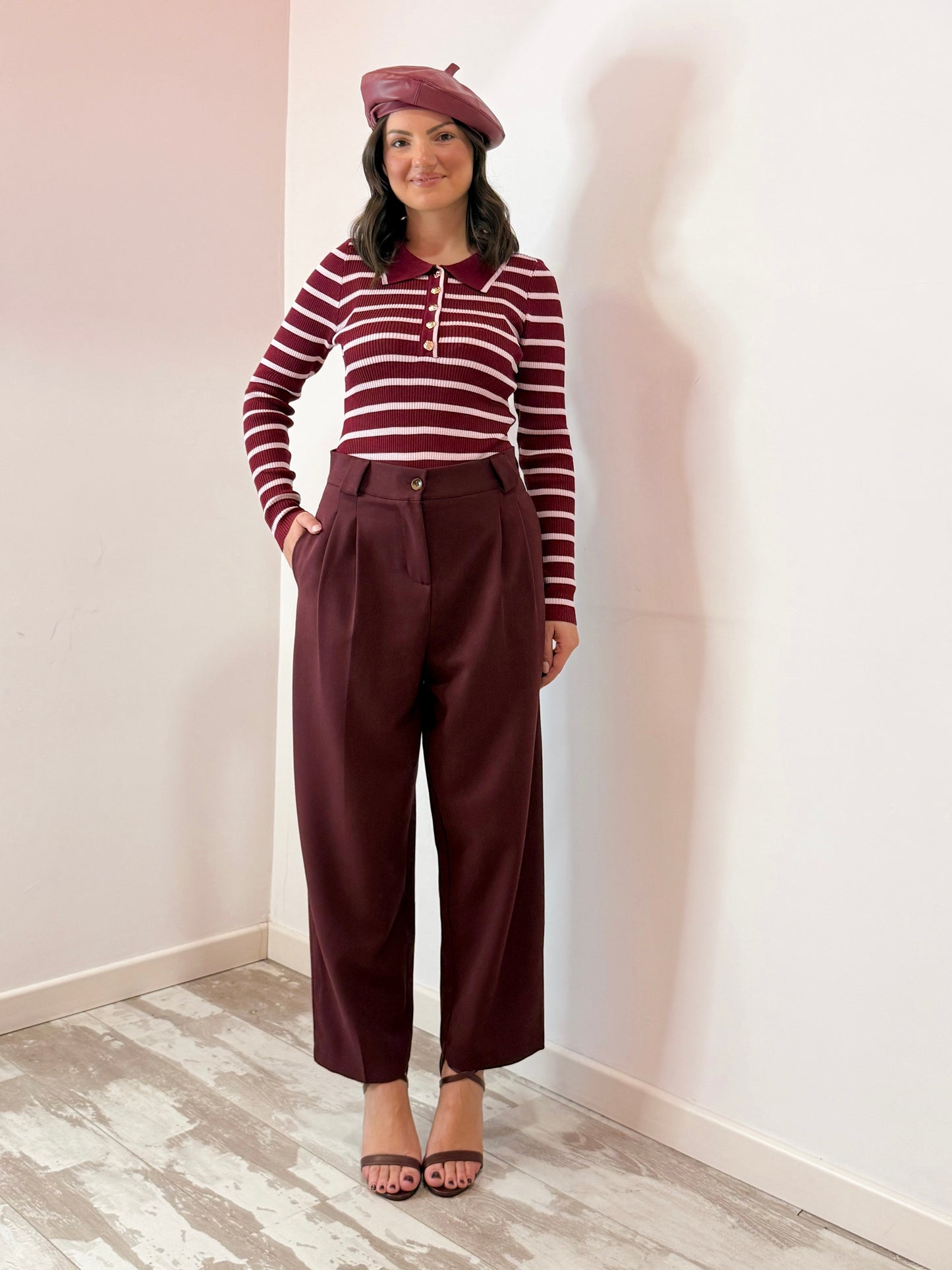 PANTALONE CAPRI BORDEAUX