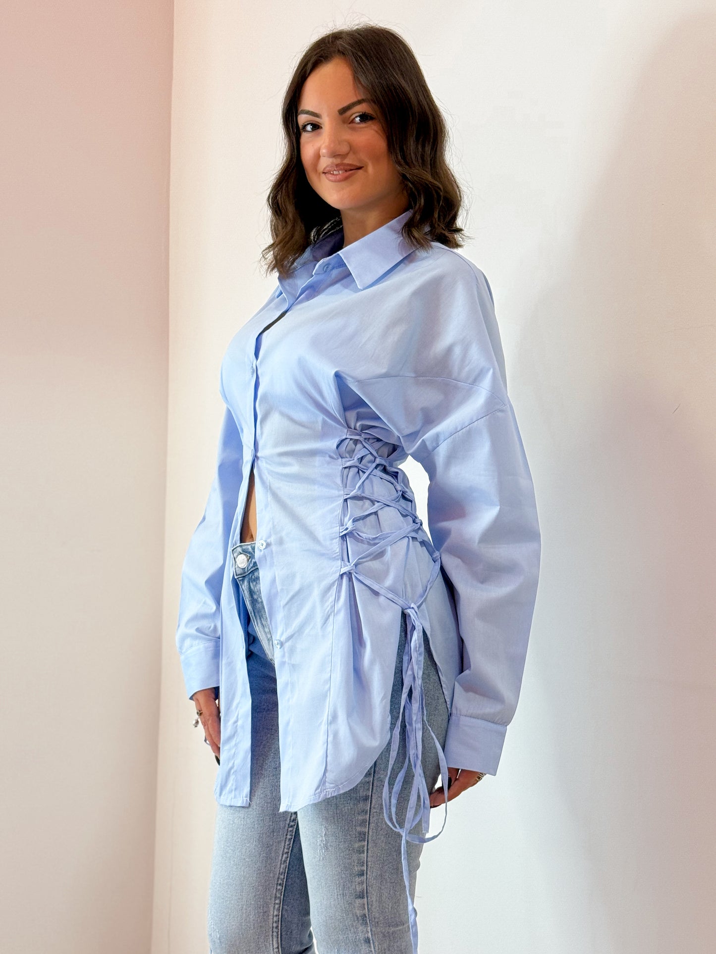 CAMICIA STRINGA AZZURRA