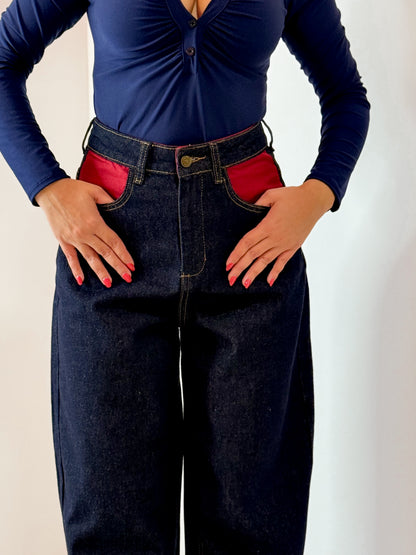 JEANS RISVOLTINO ROSSO