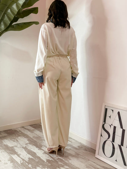 PANTALONE SIMILPELLE BIANCO