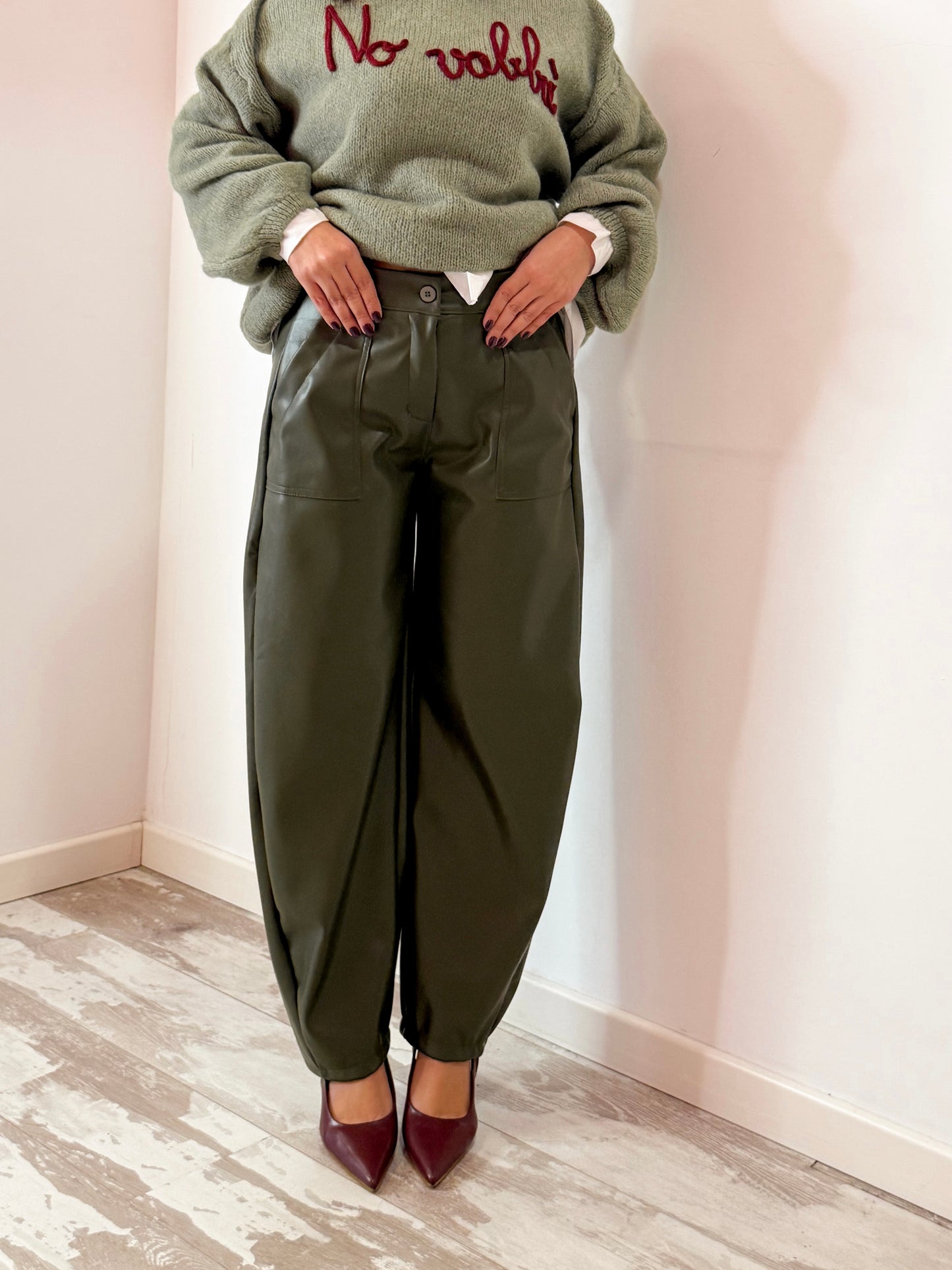 PANTALONE ECOPELLE  VERDE