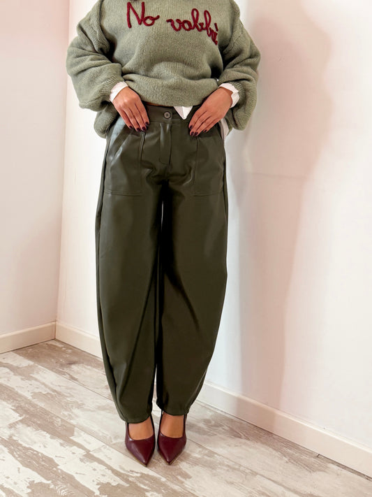 PANTALONE ECOPELLE  VERDE
