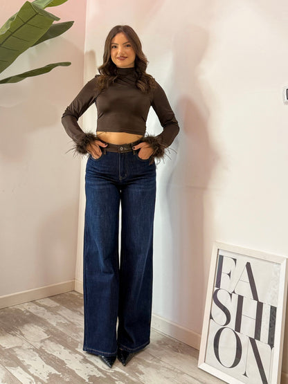 JEANS WIDELEG BUSTINO SIMILPELLE 889