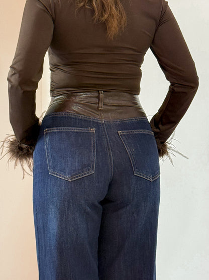 JEANS WIDELEG BUSTINO SIMILPELLE 889