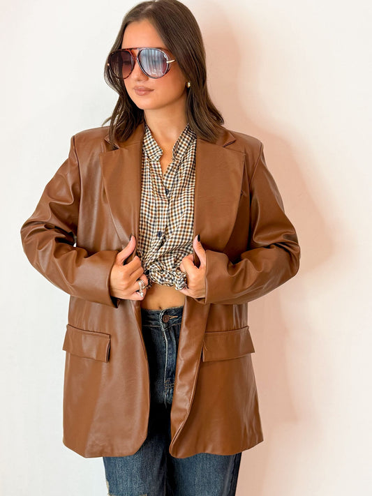 Giacca similpelle marrone