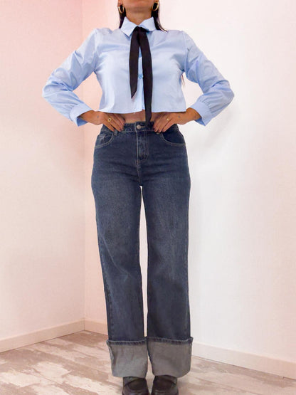 Jeans con piegone