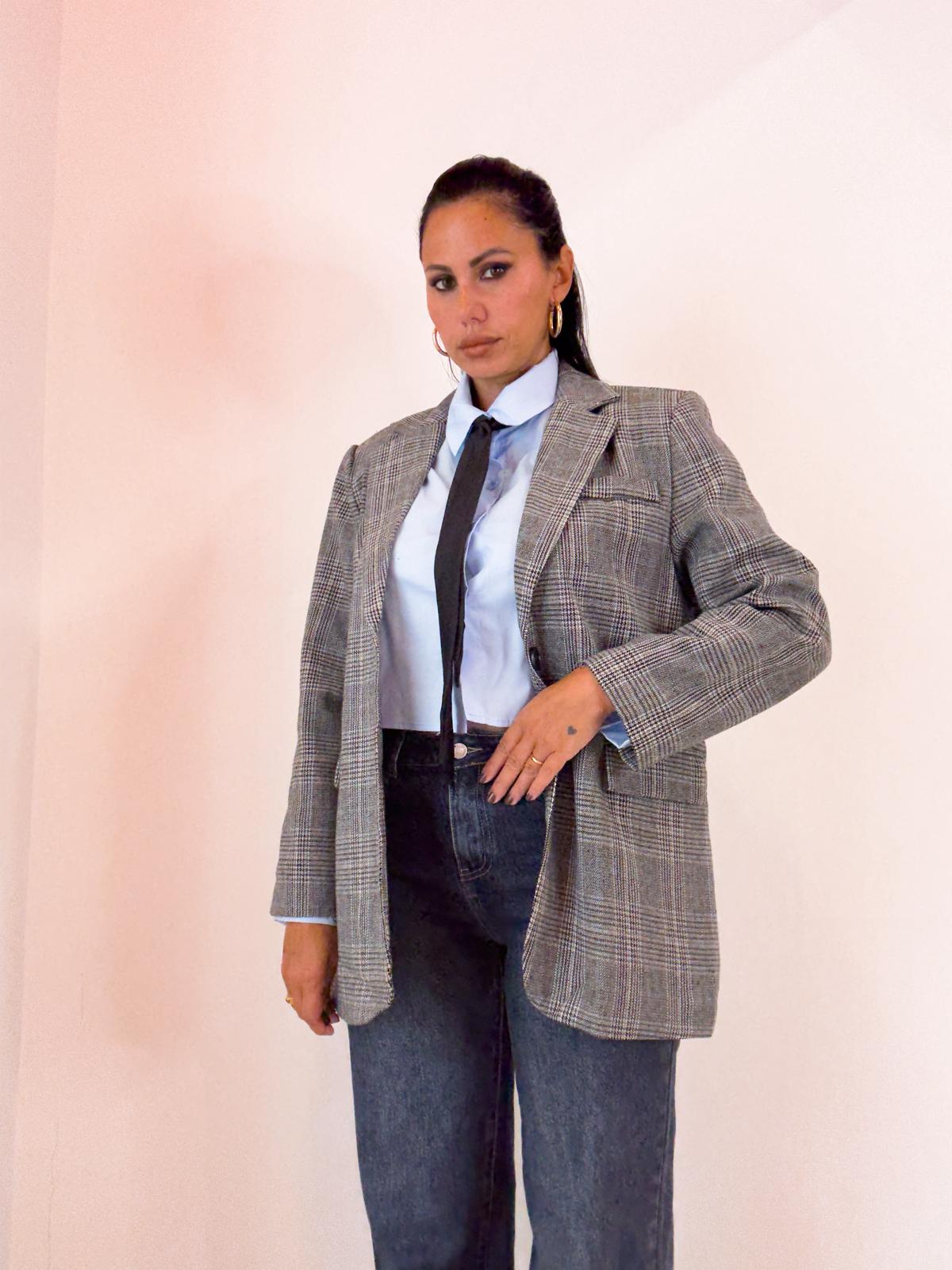 Giacca scacchi azzurra