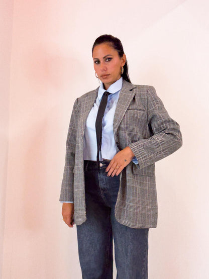 Giacca scacchi azzurra