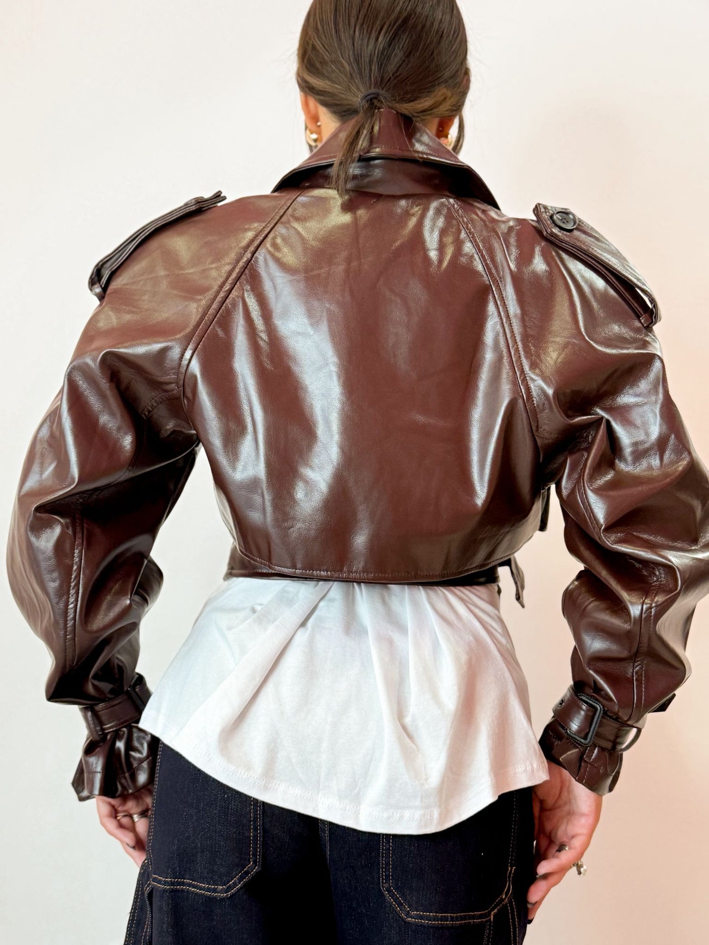 Chiodo similpelle bordeaux