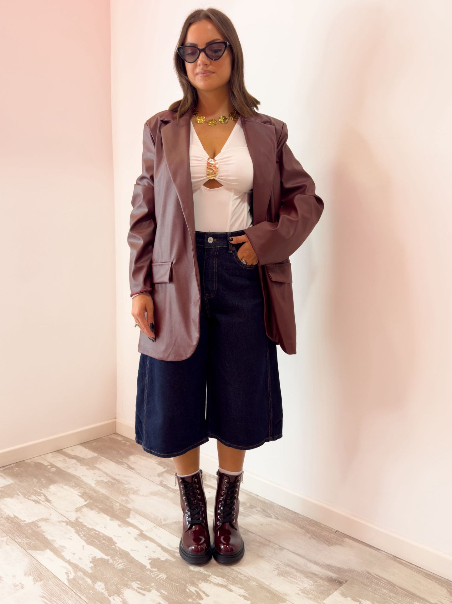 Giacca in pelle bordeaux