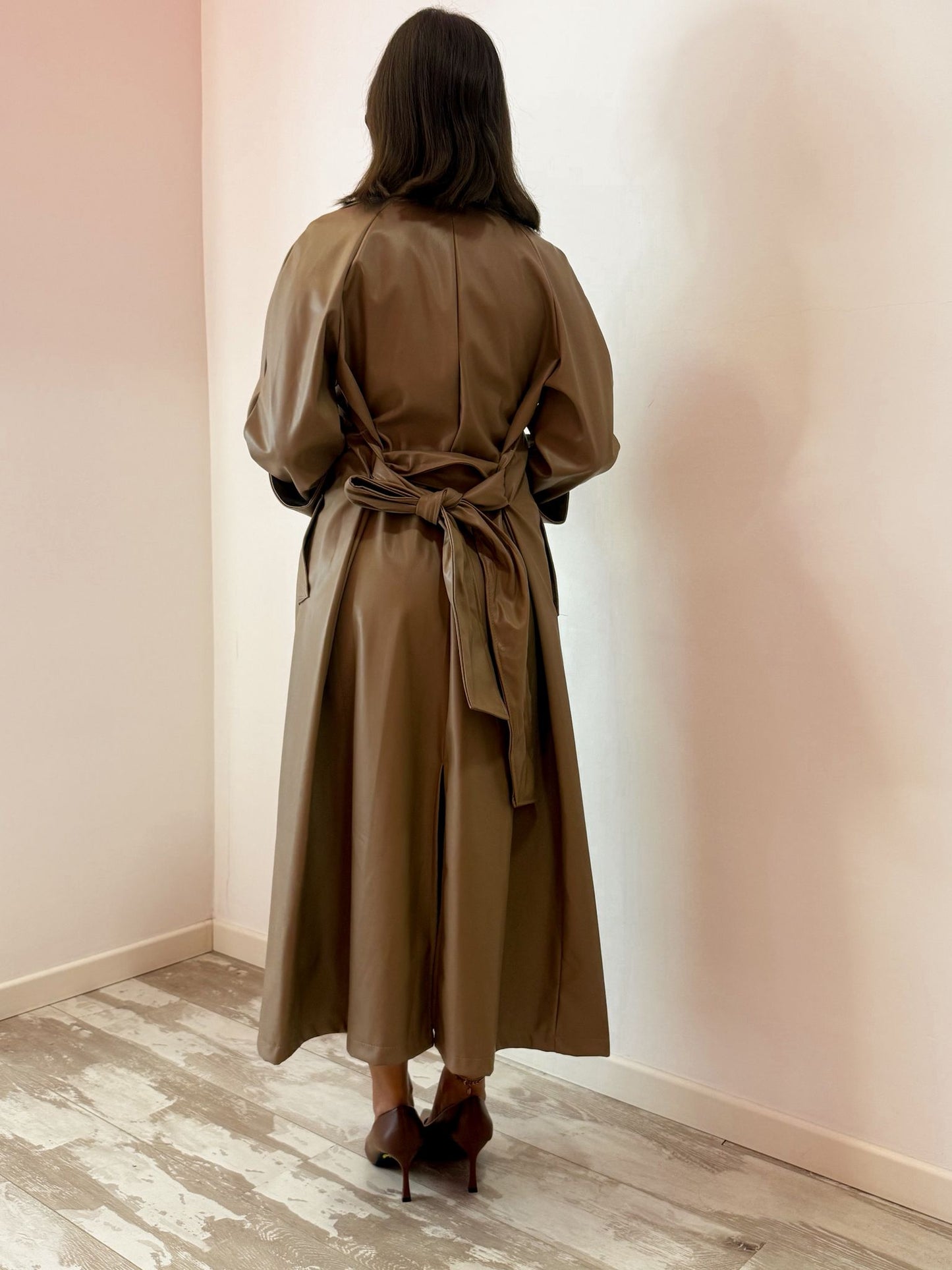 Trench lungo similpelle tortora