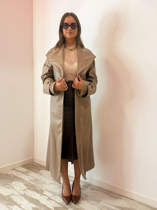 Trench lungo similpelle tortora