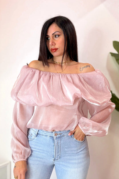 Blusa fluffy rosa azzurra