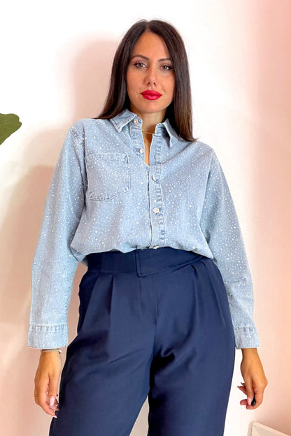 Camicia denim brillantinata