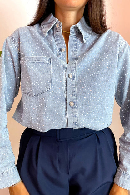 Camicia denim brillantinata