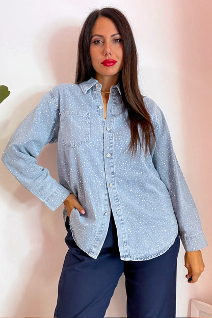 Camicia denim brillantinata