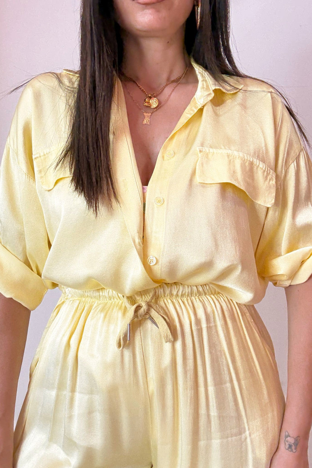 Camicia satin gialla