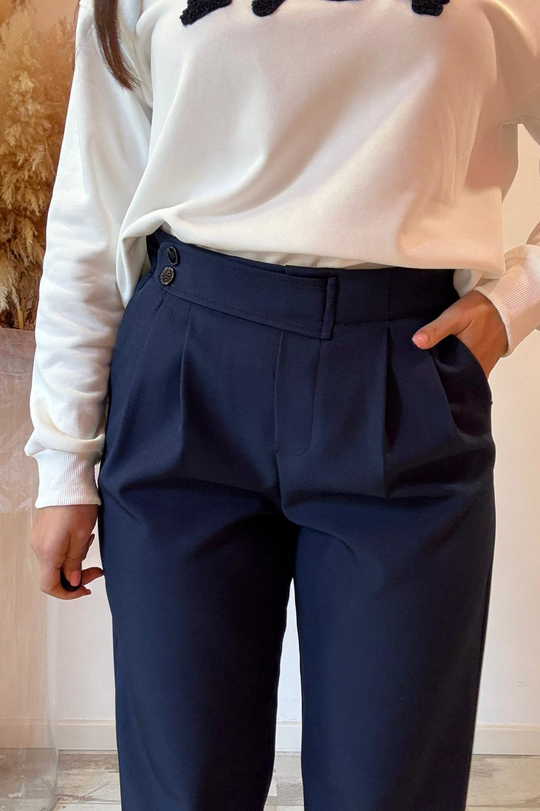 Pantalone doppio bottone blu