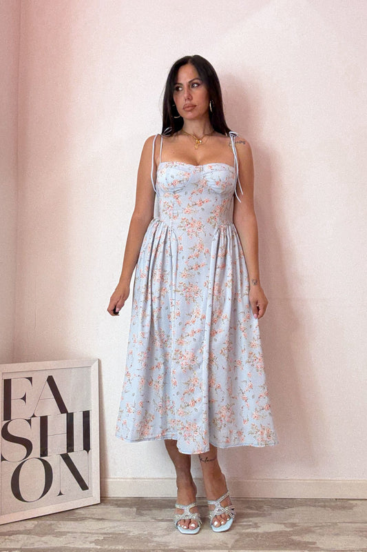 Abito holiday beige & azzurro