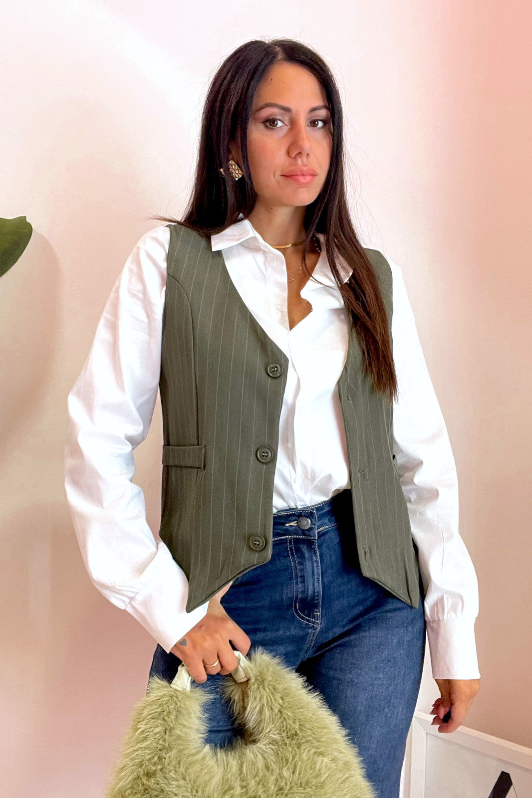 Gilet gessato verde