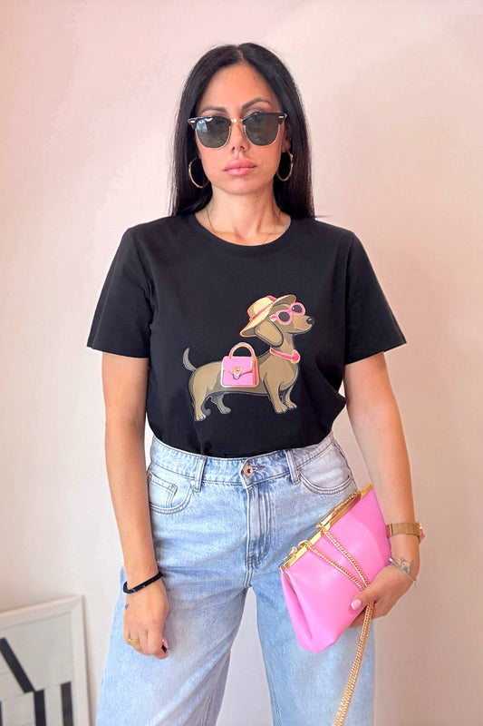 T-shirt bassotto hat nero