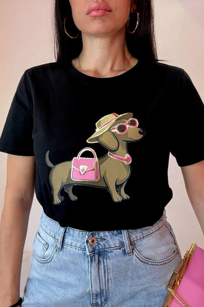 T-shirt bassotto hat nero